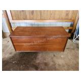 Vintage custom built wood storage chest, 19 x 47
