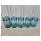 5 vintage ball Blue Glass perfect Mason pint