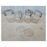 5 vintage Ball Ideal pint canning jars with bales