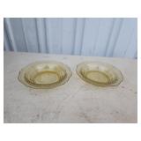 2 Vintage yellow depression glass 6-in bowls