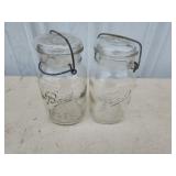 2 vintage ball ideal quart canning jars with