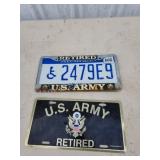 US Army retired license plate and holder