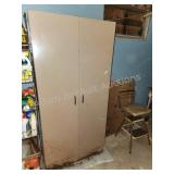 Vintage metal storage cabinet with content, must