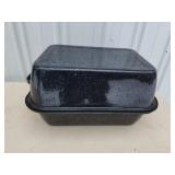 Vintage black granite 16 inch rectangle roasting