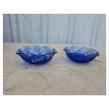 Two vintage cobalt blue glass 4-in bowls