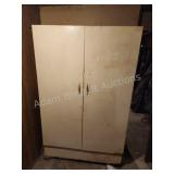 Vintage metal shelving unit with contents, must
