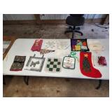 Assorted sewing projects, table runner, floor mat