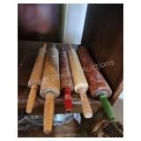 5 vintage wooden rolling pins