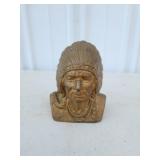 Vintage cast iron Native American chief coin Bank