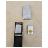 2 vintage Zippo lighters and decorative
