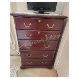 Modern Cherry pressboard 5 drawer dresser, 17x 31