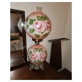 Antique vintage hurricane style rose painted