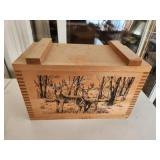 Decorative whitetail deer wooden storage box,
