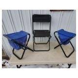 3 assorted folding hunting chairs