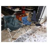 3 lawn bag chairs and chair umbrella