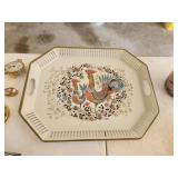 Large vintage Maxey hand-painted metal serving Large vintage Maxey hand-painted metal serving