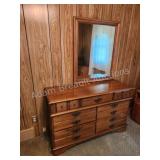 Vintage maple 6-drawer dresser with mirror, Vintage maple 6-drawer dresser with mirror,