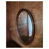 Vintage wood framed oval wall mirror, 26x34 Vintage wood framed oval wall mirror, 26x34