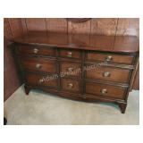 Vintage solid wood 9-drawer dresser, 54 x 18 x 32 Vintage solid wood 9-drawer dresser, 54 x 18 x 32