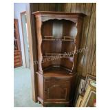 Vintage solid wood corner curio cabinet, 32 x 18 Vintage solid wood corner curio cabinet, 32 x 18