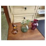 3 pcs assorted vintage colored glassware 3 pcs assorted vintage colored glassware