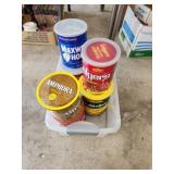 Assorted vintage coffee and tobacco tin cans Assorted vintage coffee and tobacco tin cans