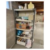 Plastic storage shelving unit with contents, must Plastic storage shelving unit with contents, must
