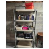 Plastic storage shelving unit with contents, must Plastic storage shelving unit with contents, must