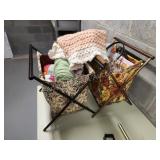 2 vintage knitting baskets with contents 2 vintage knitting baskets with contents