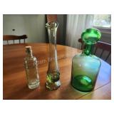 3 pcs vintage green glassware 3 pcs vintage green glassware