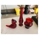 3 pcs ruby red cranberry glassware 3 pcs ruby red cranberry glassware