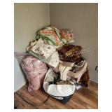 Assortment bed linens, curtains, towels, etc,