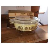 Vintage Pyrex golden classic casserole with twin