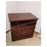 Modern dark wood two-door rolling side table TV