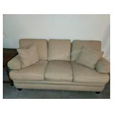Sherrill three cushion sofa with matching throw