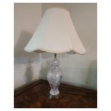 Decorative etched glass 26-in table lamp