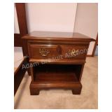Modern dark wood single drawer nightstand, 15.5 x
