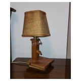 Decorative wooden pitcher pump table lamp, 15.5