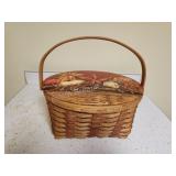 Decorative flip top woven basket, 9.25x11.5