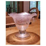 Art Glass Hand Blown Pink Pedestal Bubble Vase