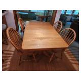 Solid oak dining table set - table, 4 chairs, 3