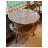 Vintage round 2-tier formica top woodend table,