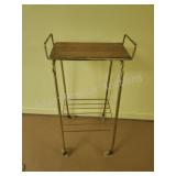 Vintage Polish brass rolling stand cart, 13x 16 X