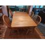 Solid oak dining table set - table, 4 chairs, 3 Solid oak dining table set - table, 4 chairs, 3