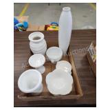 Box of assorted modern glazed ceramic and milk Box of assorted modern glazed ceramic and milk