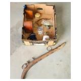 Box of assorted antiques and vintage collectibles Box of assorted antiques and vintage collectibles