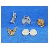 5 vintage lapel pins, medallions 5 vintage lapel pins, medallions