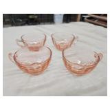 4 Vintage pink depression optic block teacups 4 Vintage pink depression optic block teacups
