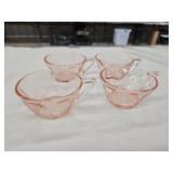 Four vintage pink depression glass ribbed teacups Four vintage pink depression glass ribbed teacups
