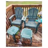 2 green plastic Adirondack patio chairs with 2 green plastic Adirondack patio chairs with